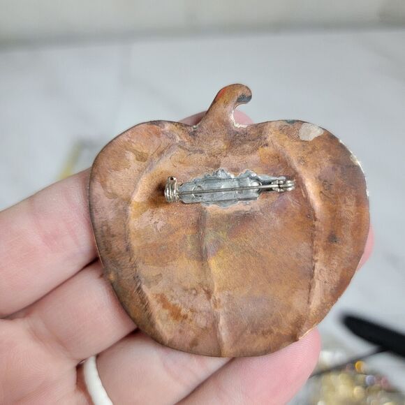 Artisan Larry Bonnot Copper Pin Brooch Vtg handmade Pumpkin Fall Halloween MO - Picture 3 of 7